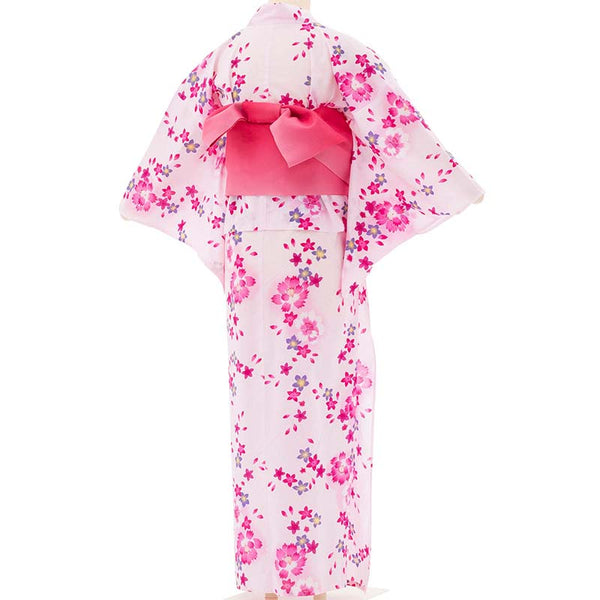 浴衣レンタルセットMサイズレディースピンク桜ワンタッチ着付け簡単ゆかたの画像の2
