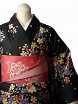 着物レンタル春秋冬用レディース袷小紋セット「Mサイズ」黒・紺・なでしこの画像