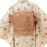 七五三/お宮参り/パーティー着物レンタル京袋帯セット「Sサイズ」hiromichinakano白・ツル草(春秋冬用／女性用レディース袷)簡単着付けの画像の2