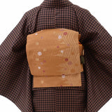 七五三/お宮参り/パーティー着物レンタル京袋帯セット「Sサイズ」hiromichinakano茶・千鳥格子(春秋冬用／女性用レディース袷)簡単着付けの画像の2