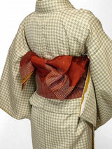 着物レンタル春秋冬用レディース袷小紋セット「Mサイズ」オフホワイト・千鳥格子hiromichinakanoの画像の2