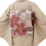 着物レンタル京袋帯セット「Mサイズ」hiromichinakano白・千鳥格子(春秋冬用／女性用レディース袷)七五三/お宮参り/パーティーの画像の2