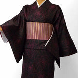 着物レンタル春秋冬用レディース袷小紋セット「Lサイズ」黒・モダン・バラhiromichinakanoの画像