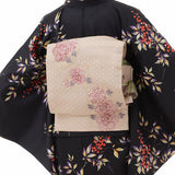 着物レンタル春秋冬用レディース袷小紋京袋帯セット「Mサイズ」黒・南天hiromichinakanoの画像の2