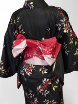 着物レンタル春秋冬用レディース袷小紋セット「Lサイズ」黒・南天hiromichinakanoの画像の2
