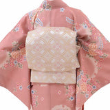 着物レンタル春秋冬用レディース袷小紋袋帯セット「Lサイズ」ピンク・椿和服レンタルRYOKOKIKUCHIの画像の2