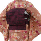 着物レンタル春秋冬用レディース袷小紋名古屋帯セット「Mサイズ」薄茶・桜菊の画像の2