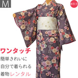 着物レンタル春秋冬用レディース袷小紋セット「Mサイズ」茶・四季花の画像