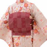 着物レンタル春秋冬用レディース袷小紋名古屋帯セット「Sサイズ」ベージュ・桜の画像の2