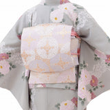 着物レンタル春秋冬用レディース袷小紋袋帯セット「Mサイズ」水色・バラ和服レンタルきつけ簡単の画像の2