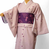 着物レンタル春秋冬用レディース袷小紋セット「XSサイズ」ピンク・小桜の画像