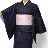 着物レンタル春秋冬用レディース袷小紋セット「Lサイズ」濃紺・線桜ハロウィン・パーティーの画像