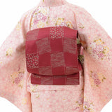 着物レンタル春秋冬用レディース袷小紋名古屋帯セット「Lサイズ」ピンク・桜花見の画像の2