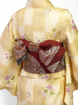 着物レンタルトールサイズ春秋冬用レディース袷小紋セット「XLサイズ」ベージュ・牡丹の画像の2