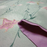 着物レンタル春秋冬用レディース袷小紋袋帯セット「XSサイズ」緑・柳・ユリの画像の4