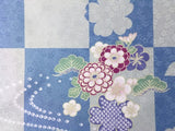 着物レンタル春秋冬用レディース袷小紋セット「Sサイズ」水色・市松・菊梅の画像の3