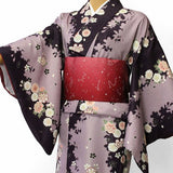 着物レンタル春秋冬用レディース袷小紋セット「Mサイズ」紫・牡丹の画像