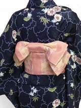 着物レンタル春秋冬用レディース袷小紋セット「Sサイズ」濃紺松竹梅雪輪の画像の2