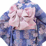 振袖レンタルハイグレードセット「Mサイズ」HENRI-LUCCHAPUIS青・牡丹・藤変わり結び・袋帯(春秋冬用／女性用レディース)かんたんきつけの画像の2
