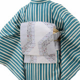 〔着物レンタル〕ハイグレードセット「Sサイズ」hiromichinakano緑・縦縞(春秋冬用／女性用レディース袷)おしゃれモダン簡単着付けの画像の2