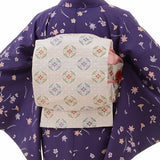 着物レンタル京袋帯セット「Sサイズ」街角紺・秋草(春秋冬用／女性用レディース袷)簡単着付けの画像の2