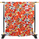 振袖レンタル成人式「Mサイズ」白橙マルチカラー桜フルセットワンタッチ着付け簡単卒業式パーティーの画像の2