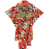 振袖レンタル成人式「Mサイズ」白橙マルチカラー桜フルセットワンタッチ着付け簡単卒業式パーティーの画像の3