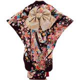 振袖レンタル成人式「XLサイズ」黒御所車と束ね熨斗しだれ桜フルセットワンタッチ着付け簡単卒業式結婚式の画像の3