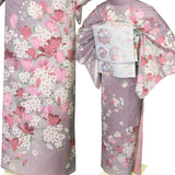 訪問着レンタル「Mサイズ」薄紫モクレン・桜着物+袋帯セット着付け簡単自分で着られるワンタッチ着物和服レンタル卒園式・入学式の画像の3