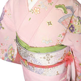 訪問着レンタル七五三・卒業式(ママ・お母さん)・卒園式・入学式・結婚式・披露宴「Lサイズ」ピンク・伝統柄着物+袋帯セットワンタッチ着付け着物和服レンタルの画像の4