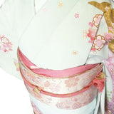 訪問着レンタル着付け簡単七五三・結婚式・入学式(ママ・お母さん)・卒業式・卒園式「Mサイズ」水色・雪輪かさね着物+袋帯セットワンタッチ着物和服レンタルの画像の4