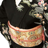 訪問着レンタル七五三・結婚式・入学式(ママ・お母さん)・卒園式「Lサイズ」黒色・茶屋辻着物+袋帯セットワンタッチ着物和服レンタルの画像の4