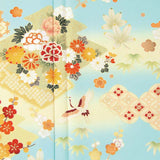 訪問着レンタル簡単着物七五三卒業式卒園式入学式結婚式披露宴「Lサイズ」水色松皮菱取着物+袋帯セットワンタッチ和服レンタルの画像の4