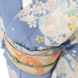 七五三訪問着レンタル母親ママ「Lサイズ」ブルー花七宝小桜散らし入学式・卒業式の画像の4
