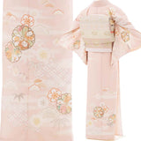 訪問着レンタル七五三母卒業式入学式「Lサイズ」ピンクくすみ丸菊取り松竹梅フルセットワンタッチ簡単の画像の3