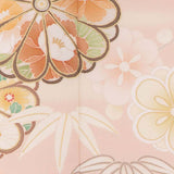 訪問着レンタル七五三母卒業式入学式「Lサイズ」ピンクくすみ丸菊取り松竹梅フルセットワンタッチ簡単の画像の4