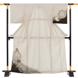 訪問着レンタル七五三母卒業式入学式「Mサイズ」クリーム茶色くすみワントーン大菊フルセットワンタッチ簡単の画像の2