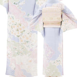 訪問着レンタル七五三母親卒業式入学式「Mサイズ」淡藤薄紫菊雲取り重ね桔梗橘シルジェリーフルセットワンタッチ簡単の画像の3
