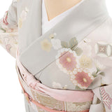 訪問着レンタル七五三母卒業式入学式お宮参り「Sサイズ」薄グレー菊松星七宝フルセットワンタッチ簡単の画像の4