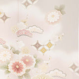 訪問着レンタル七五三母卒業式入学式お宮参り「Sサイズ」薄グレー菊松星七宝フルセットワンタッチ簡単の画像の5