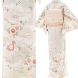 訪問着レンタル七五三母卒業式入学式お宮参り「Lサイズ」薄グレー菊松星七宝フルセットワンタッチ簡単の画像の3