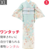 訪問着レンタル七五三母卒業式入学式お宮参り「XLサイズ」水色桜づくし花菱フルセットワンタッチ簡単の画像