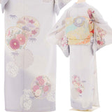 訪問着レンタル七五三母卒業式入学式お宮参り「Mサイズ」薄紫グレー雪輪菊松梅フルセットワンタッチ簡単の画像の3