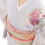 訪問着レンタル七五三母卒業式入学式お宮参り「Mサイズ」薄紫グレー雪輪菊松梅フルセットワンタッチ簡単の画像の4