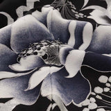 訪問着レンタルワンタッチ「Sサイズ」黒大ツバキ大桜銀彩パーティー舞台衣装ドレス着付け簡単着物の画像の5