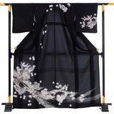 七五三訪問着レンタルワンタッチ母親ママ「XSサイズ」黒桜雪輪入学式卒園式簡単着付けの画像の2