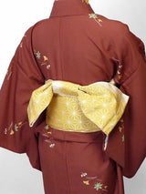 〔着物レンタル〕単衣レンタル(初夏・初秋用／女性用レディース単衣セット)「Sサイズ」赤・秋草の画像の2