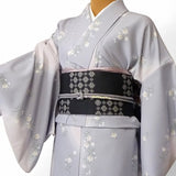 〔着物レンタル〕単衣ハイグレードレンタル(初夏・初秋用／女性用レディース単衣)「Mサイズ」グレー・桔梗の画像