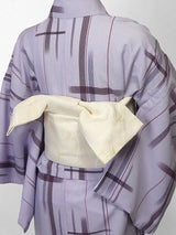 〔着物レンタル〕単衣レンタル(初夏・初秋用／女性用レディース単衣セット)「Sサイズ」うす紫・絣の画像の2