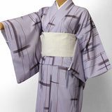 〔着物レンタル〕単衣レンタル(初夏・初秋用／女性用レディース単衣セット)「Sサイズ」うす紫・絣の画像